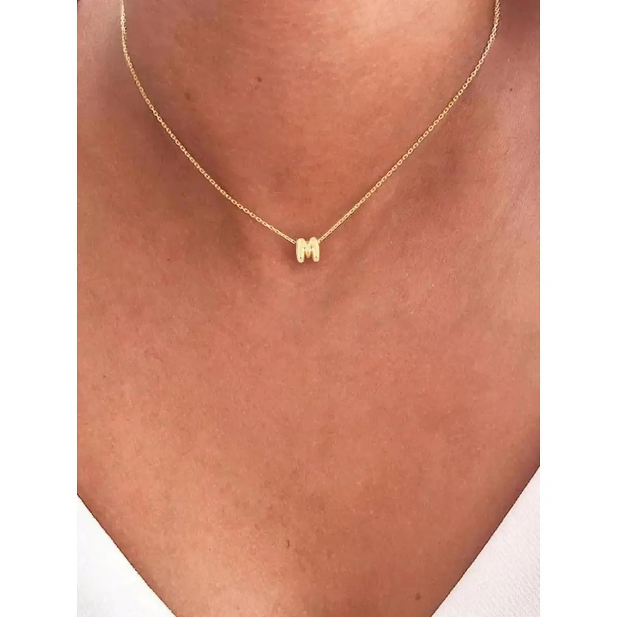 Bubble Initial Letter Pendant Necklace for Women Stainless Steel Jewelry Party Daily Clothing Decor Trendy All-match Exquisite Birthday Gift Adjustable Modern Elegant Great Perfect Glamorous Fashion Chic