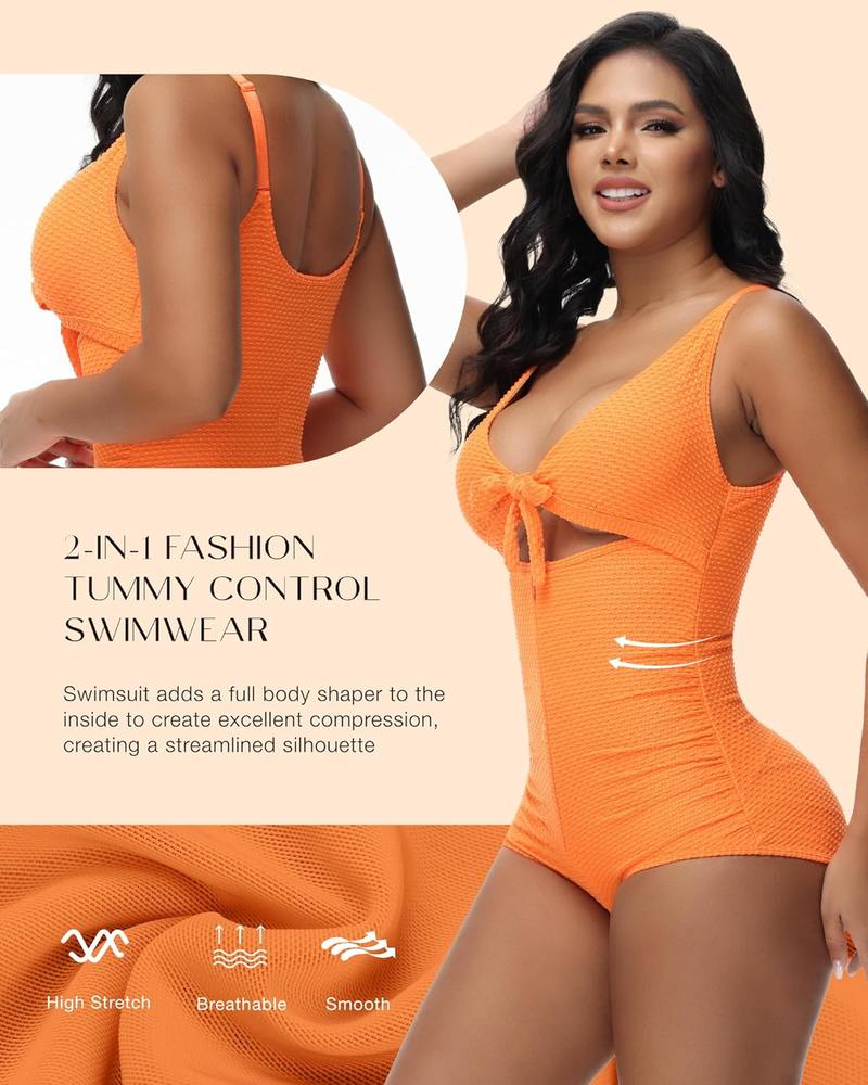 Curvy-faja Women's One Piece Swimsuits Tummy Control Cutout Sleeveless Bathing Suit Quick Dry Breathable Fabric Adjustable Fit High Stretch Swimwear