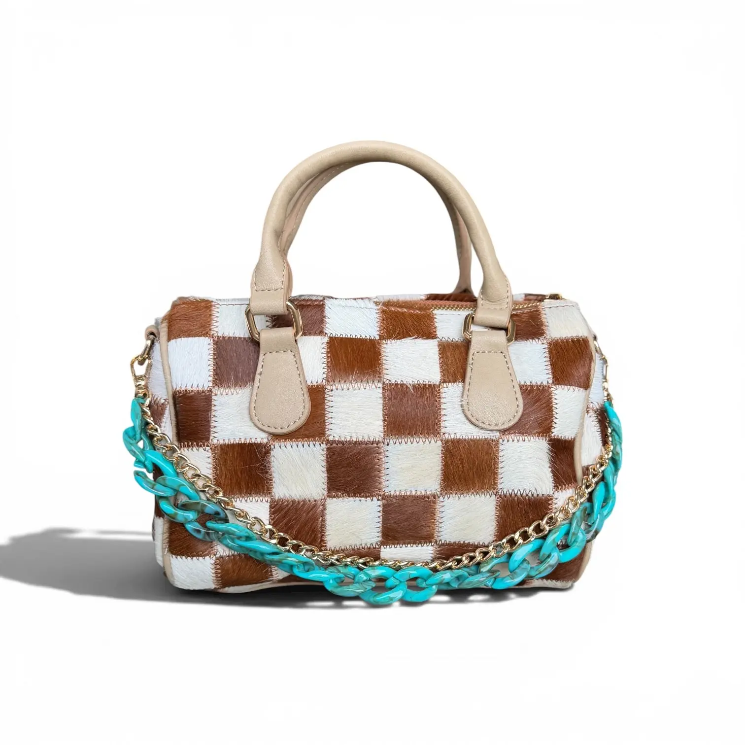 Dani Morgans Exclusive Checkered Cowhide Small Speedy Bag