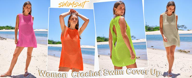 ANRABESS Womens Swimsuit Cover Up Sleeveless Knit 2025 Summer Outfits Swimwear Bathing Suit Coverup Crochet Swimming Beach Dress