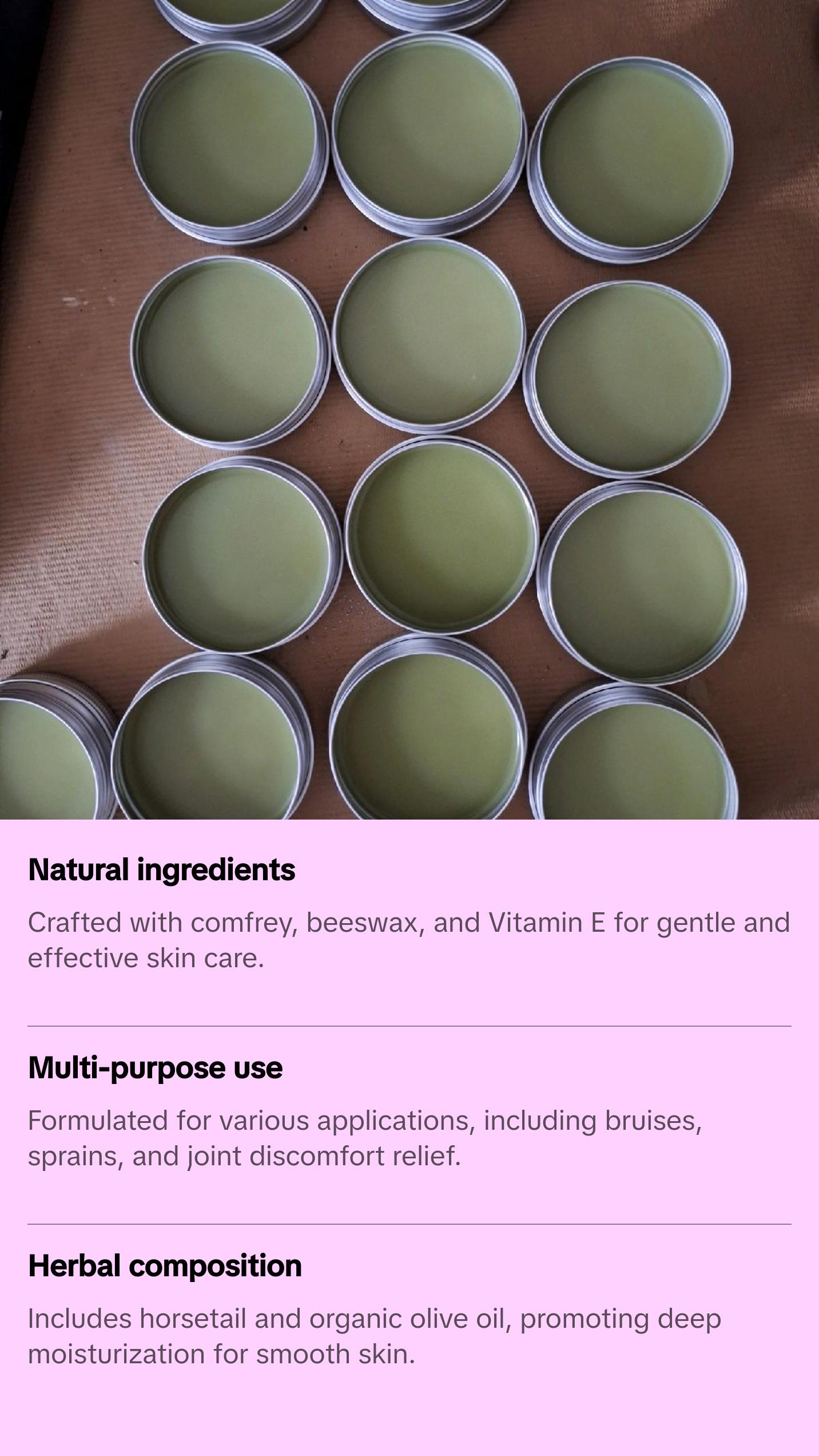 Organic Herbal Salve 2oz - Comfrey Organic Herbal Salve - triple strength