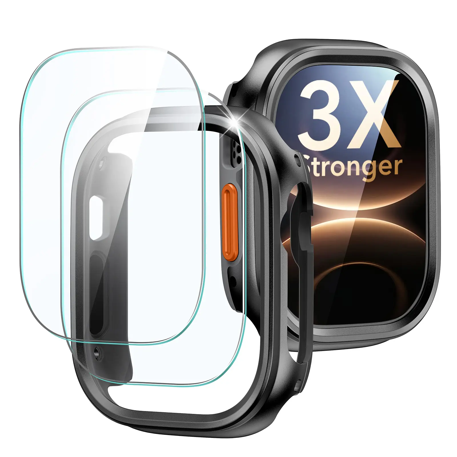 ESR for Apple Watch Ultra 3 /Ultra 2 /Ultra Case with Screen Protector 49mm (2025), Military Grade Protection, Aluminum Alloy Case with Glass Protector by Corning Set
