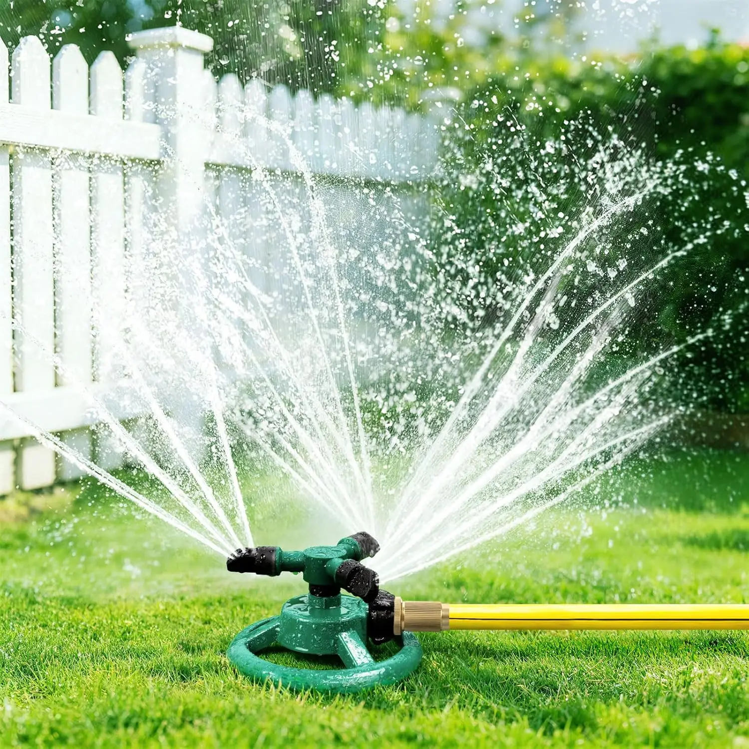 Sprinklers for Yard Rotating Lawn and Garden Sprinkler with Adjustable Dual Spray for Large Area Coverage Kids and Pets Outdoor Compact ABS Plastic 360-Degree Rotation