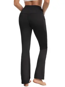 Women's High Waisted Yoga Pants with Pockets Seamless Flare Leg Bootcut Pants