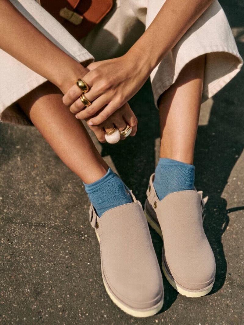 EVELLYHOOTD Women's Fashion 2-in-1 Suede Clogs with  Backstrap Non-slip  TPR Sole Adjustable Strap Casual  Comfort Footbed Slippers Mules Walking Shoes Gym Shoes for Daily Wear