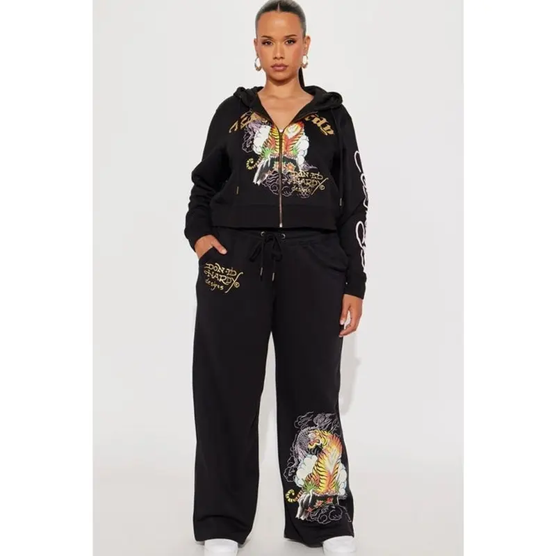 Ed Hardy Tiger Cliff Wide Leg Pant - Black G