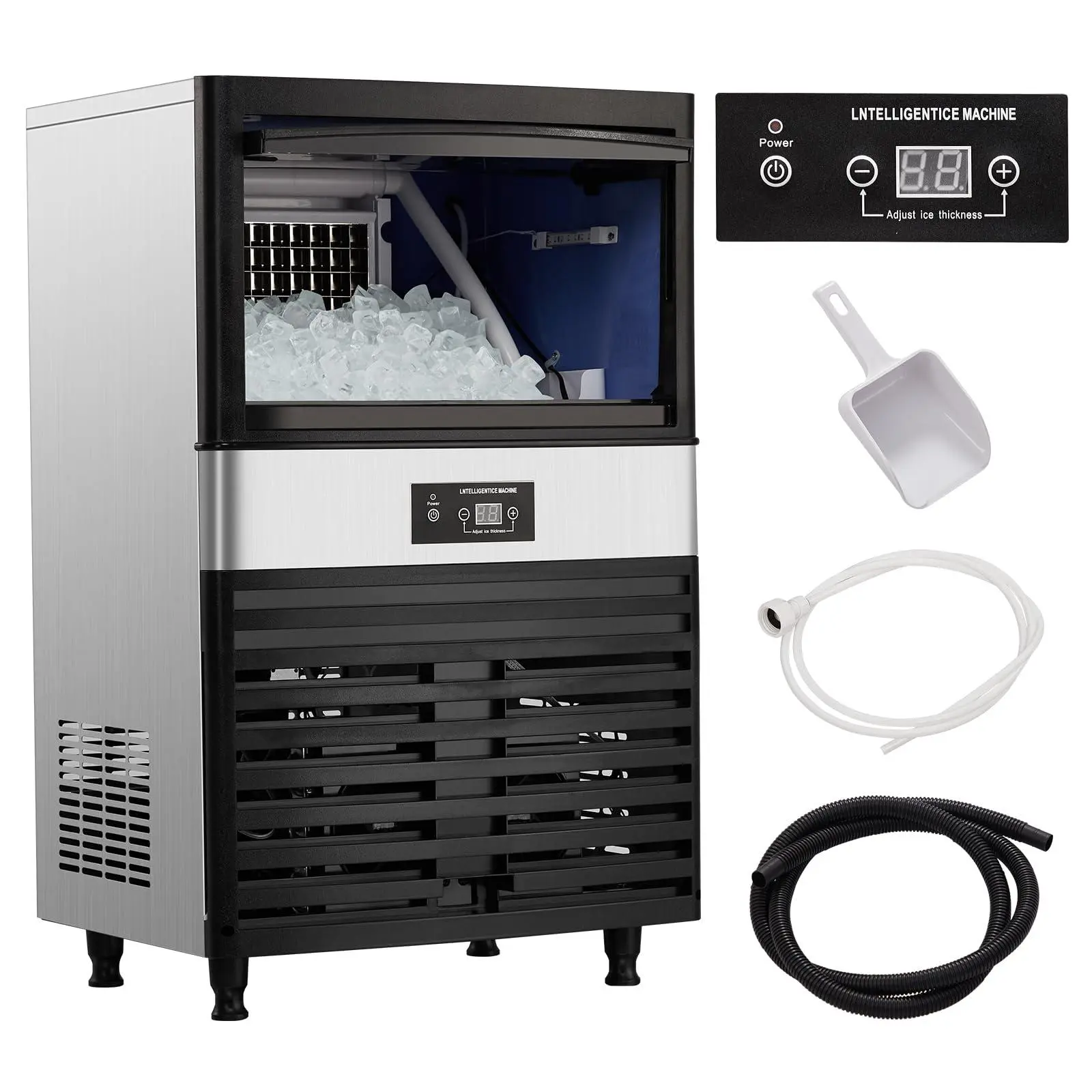 Commercial Ice Maker, Creates 90 LBS in 24H, Commercial Ice Machine with 33 LBS Ice Storage Capacity, Ice Maker Machine with Auto Self-Cleaning