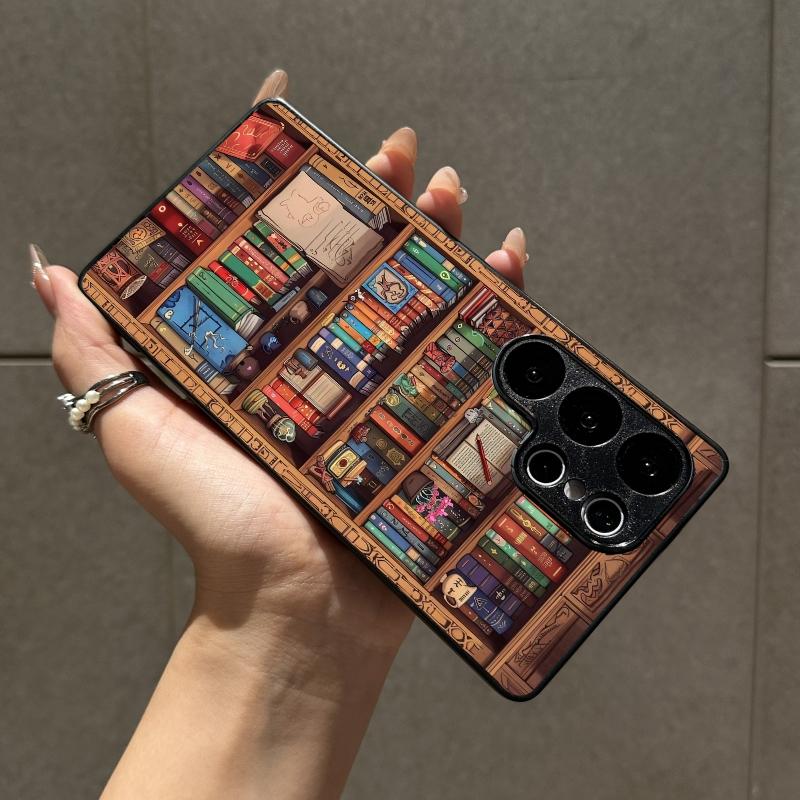 Compatible with iPhone 16 Pro Max /15/14/13/12/S25 Ultra/S24/S23/S22/Google Pixel 6/7/8/9 Phone Case  Bookshelf Pattern  phone case HN-SJ01