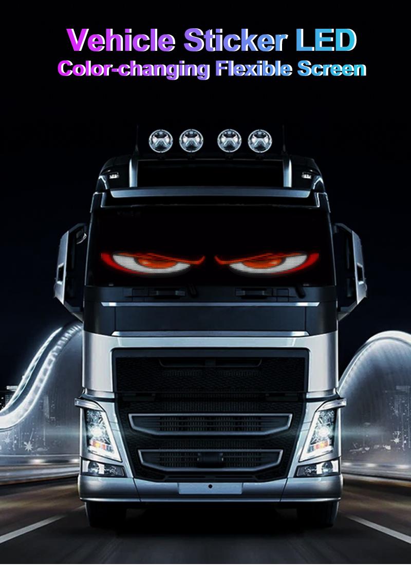 2PCS 5800 Lux High-Brightness Devil Eyes LED Light Strips for Cars/Trucks/SUVs - 23.6"x4.73" Customizable Windshield Decoration with App Control, IP68 Waterproof, USB-Powered