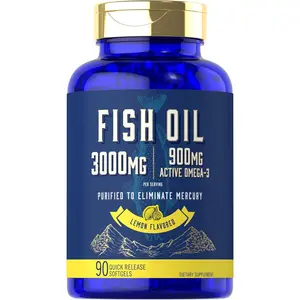Carlyle Fish Oil 3000mg | 900mg Omega 3 | 90 Softgels | Lemon Flavor | Non-GMO and Gluten Free Supplement