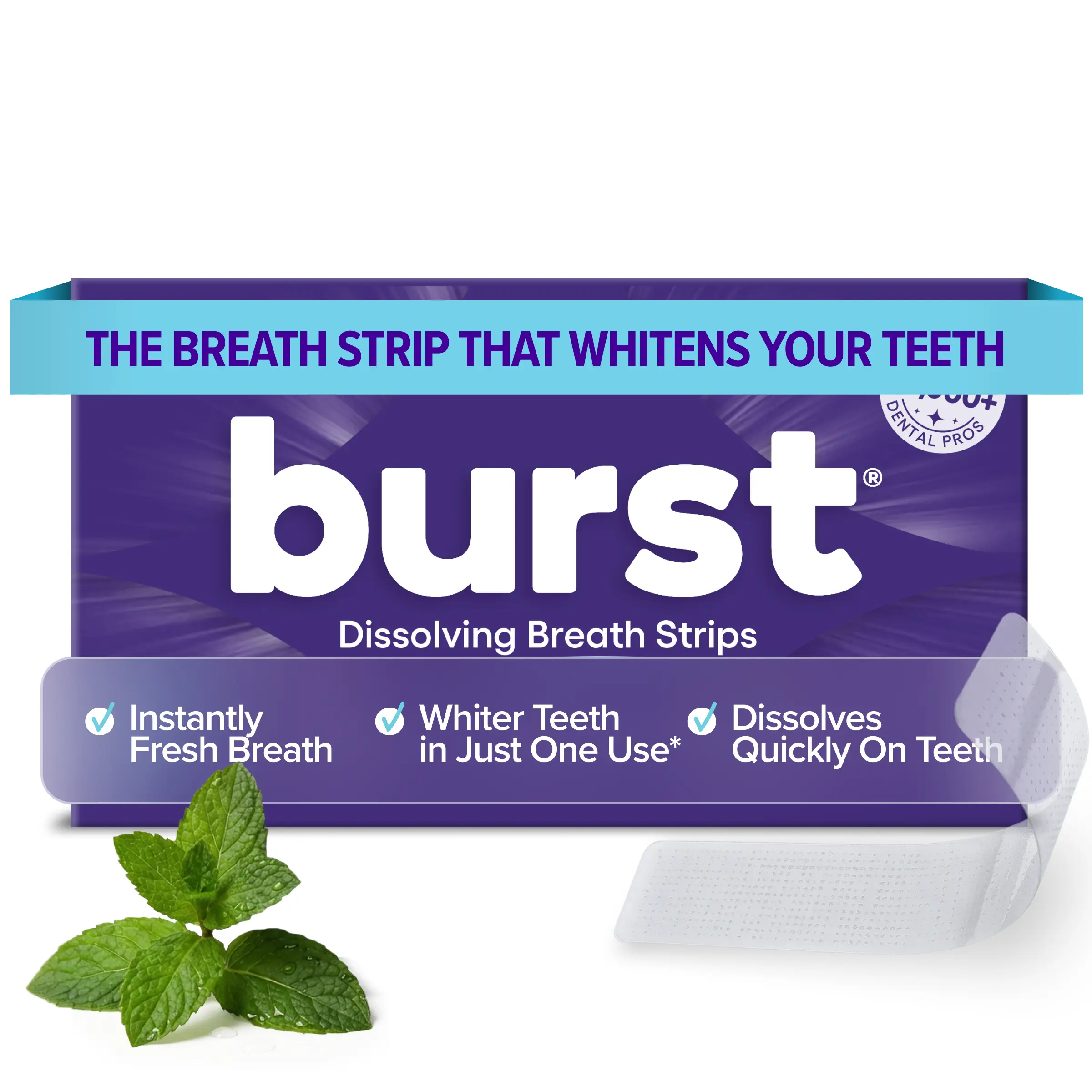 BURST Dissolving Breath Strips - 10 Fast-Dissolving Strips for Instant Bad Breath Relief - Vegan & Cruelty-Free Formula