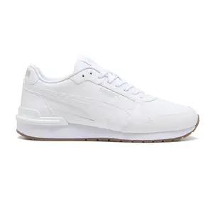PUMA Mens St Runner V4 Leather Lace Up Sneakers Shoes Casual - White