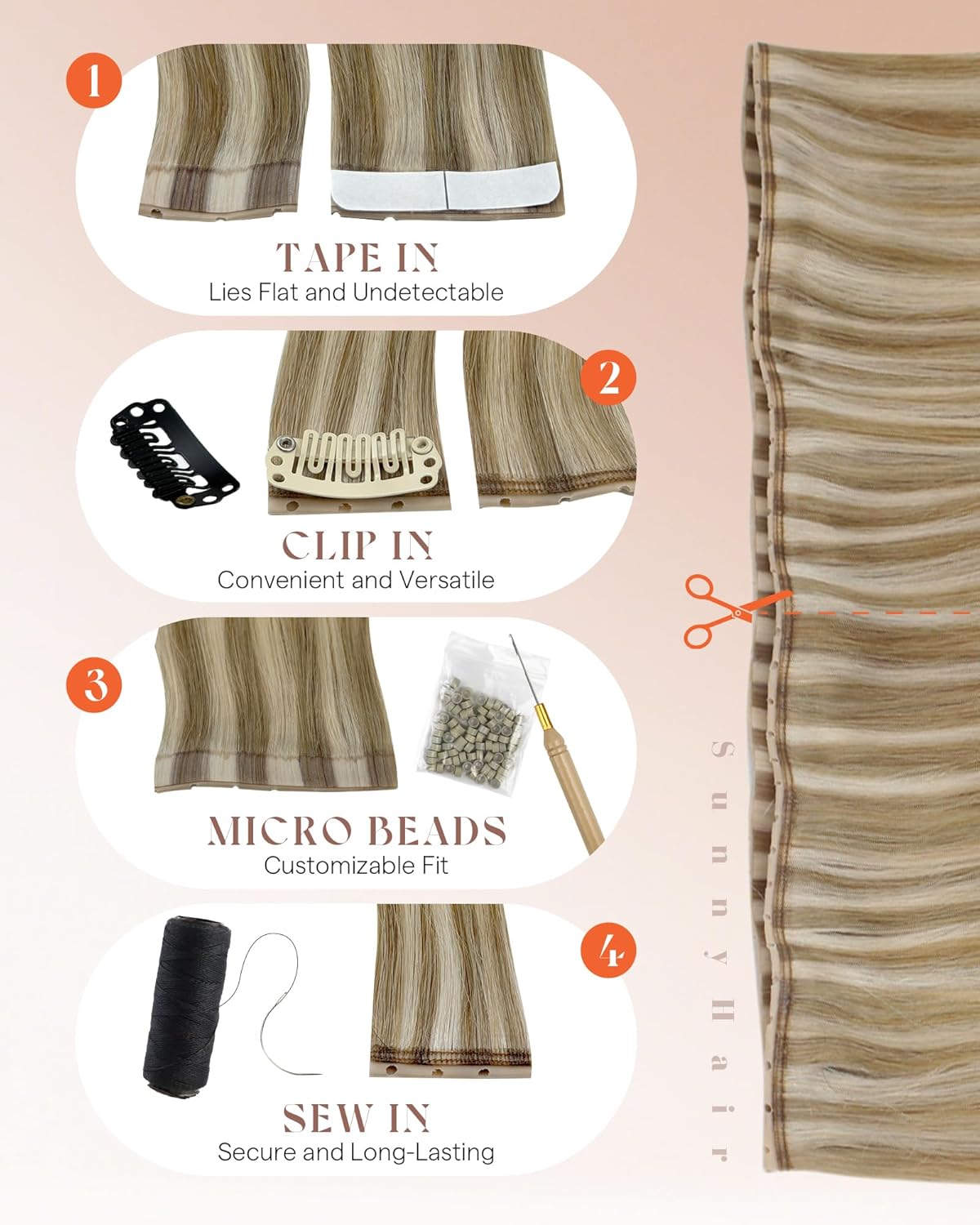 Sunny Hair Butterfly Hair Extensions (Tools not included) 16inch-24inch Genius Weft Hair Extensions 100G OVO weft For Women Effortless Beauty in Daily Life #TiktokShopSpringGlowUp