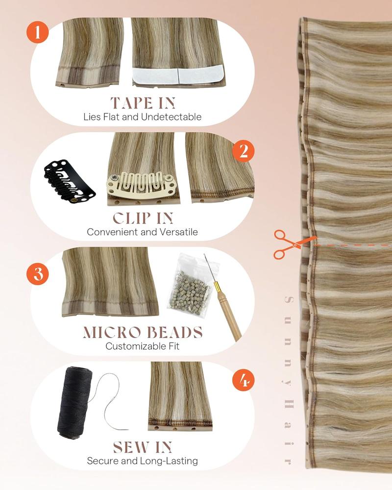 Sunny Hair Butterfly Hair Extensions 16inch-24inch Genius Weft Hair Extensions 100G OVO weft For Women Effortless Beauty in Daily Life