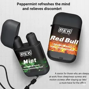PEK 2-in-1 Nasal Inhaler Stick for Focus & Energy - Refreshing Mint Flavor Double Hole Awakening Bar - Natural Cooling Scent for Driving, Studying, and Relieving Fatigue Essential Oil Nasal Sticks Pack