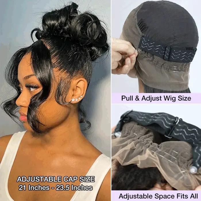 Pizazz Hair Hidden Strap 360 Full Lace Frontal Wigs Pre Cut Glueless Wig Body Wave Human Hair With Bleached Knots