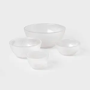 4pc Ribbed Glass Bowl Set Clear - Threshold