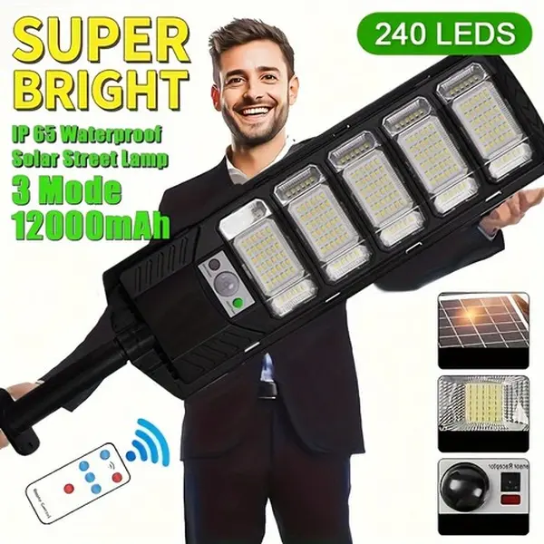 GMOX 4-Pack ABS+Aluminum Solar Outdoor Lights, 15000LM 240-LED Street Security Fixtures with Motion Sensor, IP65 Waterproof 3-Mode Dusk-to-Dawn Flood Light, Remote-Controlled for Outdoor Spaces,back to school,back to school haul