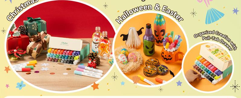 Ohuhu Acrylic Paint Markers: Bullet Tip - 30 Colors - High Opacity Paint Pens Waterproof Acrylic Markers for Rock Painting Easter Eggs Wood Glass Ceramic Canvas - Kalalau Series of Ohuhuart