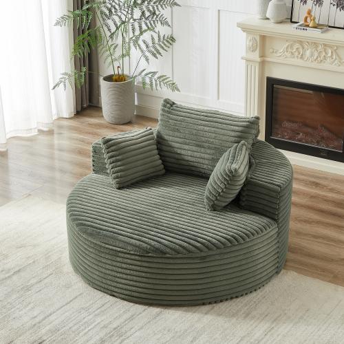 Niccae 55''L Corduroy Foam Single Swivel Chair, Fluffy Modern Sleeper, 360 Degree Swivel Chair for Living Room, Bedroom, Lounge and Projection Room