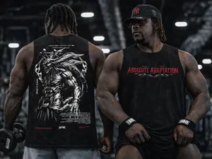 Mahoraga Gym Tank Top | Mahoraga Anime Workout Shirt | Absolute Adaptation Vintage Washed Sleeveless Tee | Heavyweight Cotton | Oversized Cut-Off Bodybuilding Tank | Anime Gym Streetwear