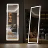 Sweetcrispy Floor Mirror Stand Mirror Full Length with LED Lights, Floor Mirror Dimming & 3 Color Lighting