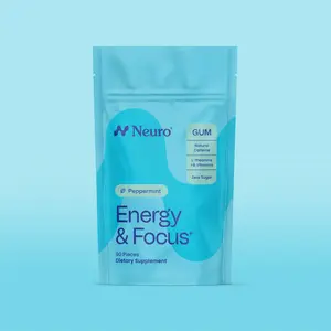 Neuro Energy Caffeine Gum/Mints for Energy & Focus (90 Pieces) - Sugar-Free with L-theanine, Caffeine, Vitamin B12 & Vitamin B6 - Peppermint Flavor