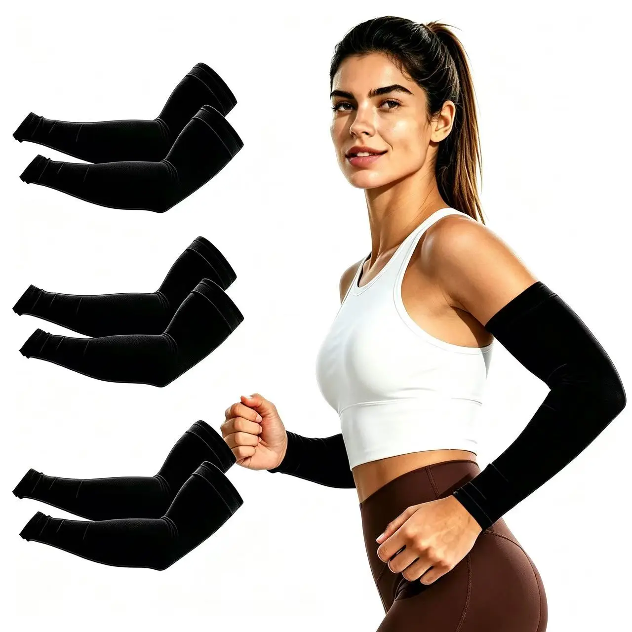 Unisex 3 Pairs UPF 50 Cooling UV Protection Arm Sleeves - Breathable Stretch Tattoo Cover, Lightweight 1 Size Sun Covers for Cycling, Outdoor Sports (Party Bag Gift Essential for Festive & Party Supplies), Three Pairs