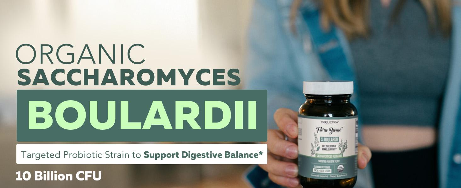 Organic Saccharomyces Boulardii | 10 Billion CFU – Clinically Validated CNCM I-1079 – Supports Gut & Digestive Health – 60 Count Healthcare Natural