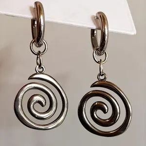 Vintage Geometric Spiral Dangle Earrings for Women Y2K Fashion Stainless Steel Jewelry Tarnish Resistant for Party Daily Wear