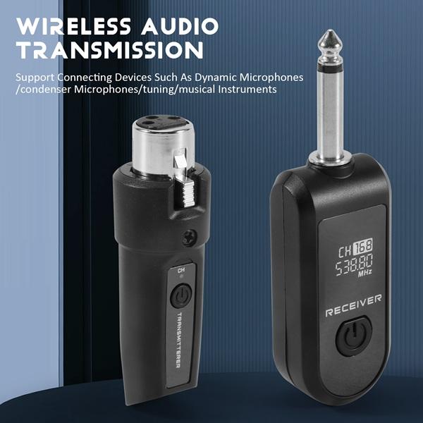 ABS Wireless Microphone System with 48V Phantom Power Wired to Wireless Handheld Dynamic Instrument Mic for Professional Audio