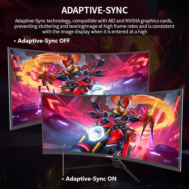 Gawfolk Curved Gaming Monitor 34-inch UWQHD 3440x1440P, 1500R Ultra-Wide PC screen 165Hz, curved computer screen, VA screen panel, Displayport+HDTV, VESA 75 * 75mm