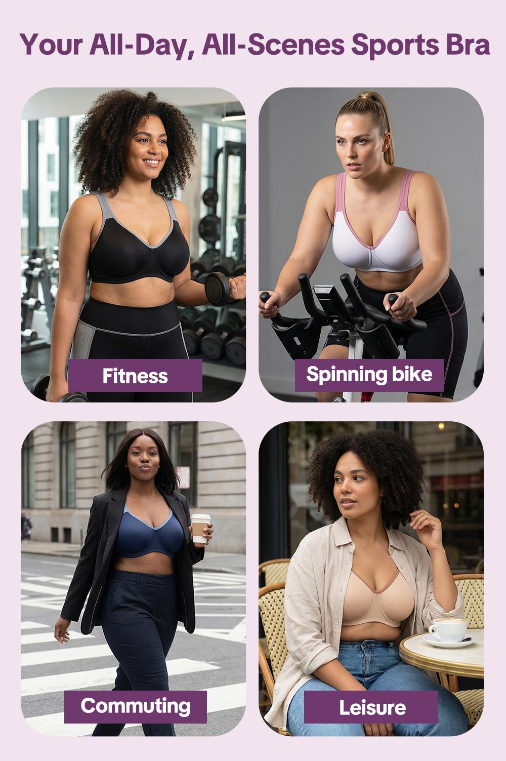 HSIA ComfyArc Hybrid Active Vibe Soft Support Non-padded Unlined Full Coverage Wide Strap Outside Underwire Sports Bra