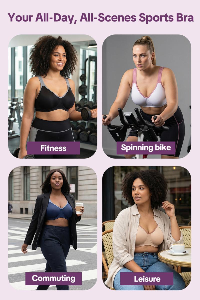 HSIA ComfyArc Hybrid Active Vibe Soft Support Non-padded Unlined Full Coverage Wide Strap Outside Underwire Sports Bra