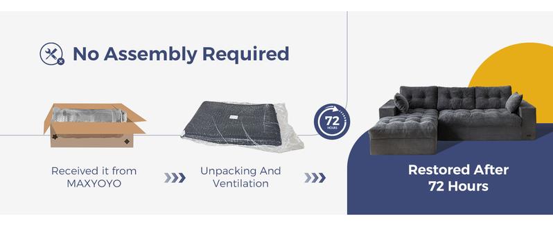 【2 Package Shipping】MAXYOYO 104" L Shaped Modular Sectional Sofa with Ottoman, Cloud Boneless Couch with Layered Cushion, Upholstered Sofa in a Box, Flexible Module Combination for Living Room, No Assembly