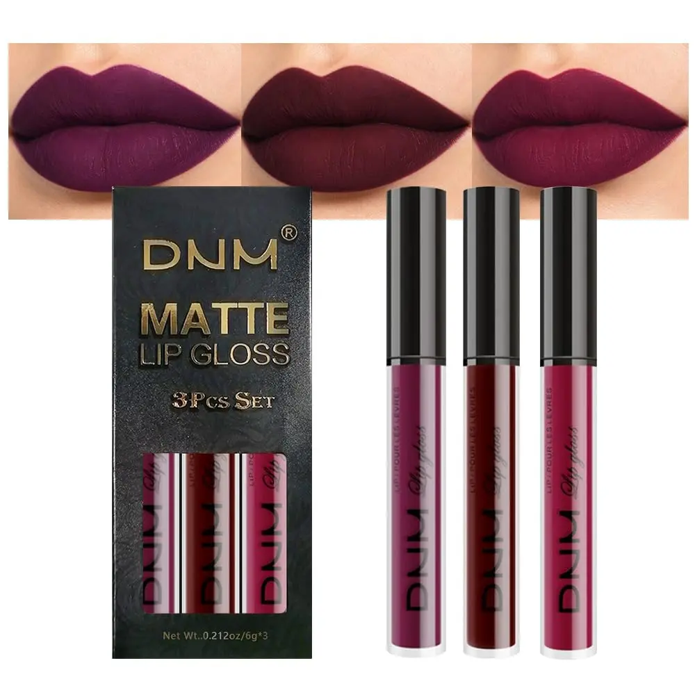 evpct 3Pcs Dark Red Purple Plum Matte Liquid Lipstick Sets for Women Matte Lip Stain Long Lasting Waterproof, Burgundy Blood Blue Red lipstick, Black Cherry Maroon Gothic 24 Hours Magic Lipsticks