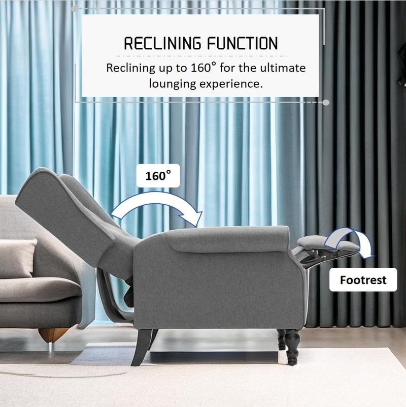 Best Gift BALIAAFurnitureLuxurious Beige Tufted Wingback Recliner Chair with High Back and Push Back Function - Plush Linen Upholstery, Sturdy Metal Legs, and Durable Hardwood Frame - Ideal for Living Room Accent, Carpeted Floor, and Relaxation