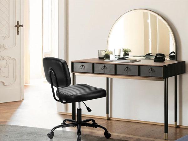 Height Adjustable 360° Swivel Computer Chair, Armless Office Chair, Home Office Low Back Dresser Lumbar Support, Armless, Suitable for Narrow Spaces
