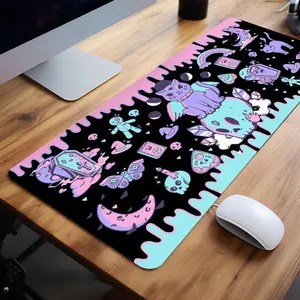 Kawaii Gothic Ouija  Design Desk Mat, 1 Count Large Gaming Desk Mat, Office Cute Desk  Poccessories, Non-slip Rubber Base Stitched Edge Desk Pad for Home Office Game