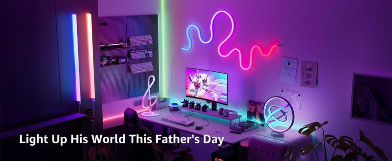 Lepro RGBIC AI Smart Table Lamp, Music Sync Smart Table Lamp Work with Alexa Google, LED Desk Lamp with 16M Colors, Color Changing Atmosphere Lamp for Bedroom Living Room Dimmable Night Light APP Control No Remote, 2.4 GHz