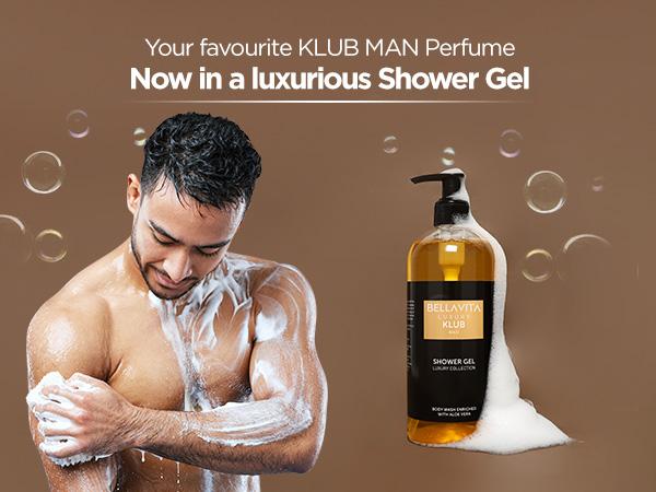 BellaVita Luxury’s Klub Man Body Wash | Bold Fresh Shower Gel | Revives & Hydrates Skin with Aloe Vera | 500ml
