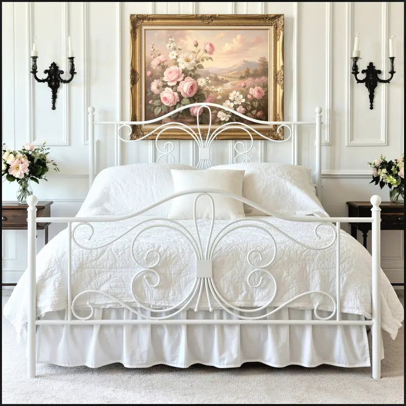 HOOMIC Metal Platform Bed Frame【Frame Only No Mattress】with Charming Butterfly Design, No Box Spring Required,White/Black,Twin/Full/Queen