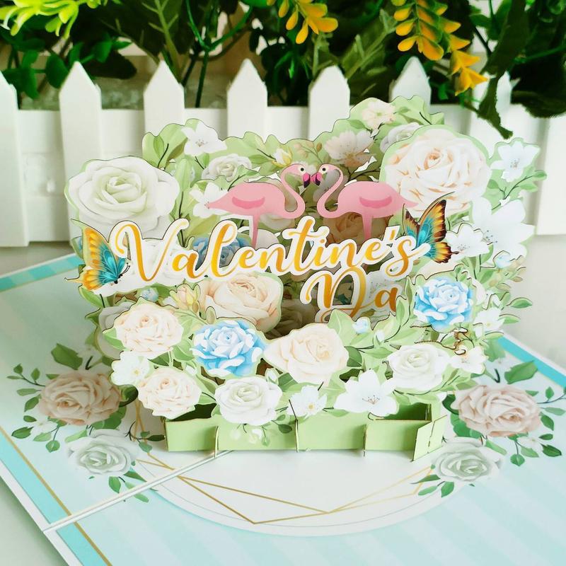 Valentine's Day Card, 3D Pop-Up Card with Flower Bouquet Keepsake Gift, Romantic Valentines Gifts and Flowers 2-in-1 Idea for Valentine, Birthday, Wedding, Anniversary, Easter, Wife Husband, Mom, Women, Him Her, Girlfriend Boyfriend