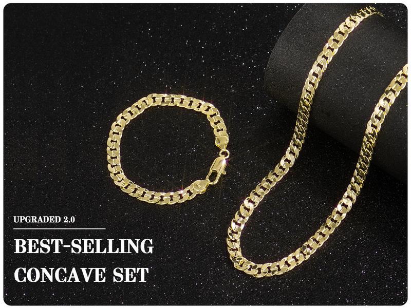 Holylegend Crazy sale 14K Real Gold-Plated Cuban & Figaro & Rope Set, Bracelet, Necklace - 8mm/10mm wide, High Quality Jewelry,Jewelry set