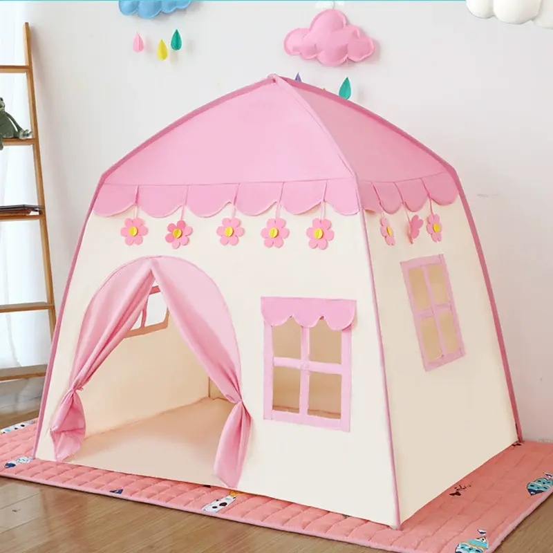 Princess Play Tent for Girls, Kids Indoor Playhouse Tent, Large Play Tent with Windows & Curtains, Pretend Play Castle for Toddlers and Kids fun portable outdoor beach toy baby