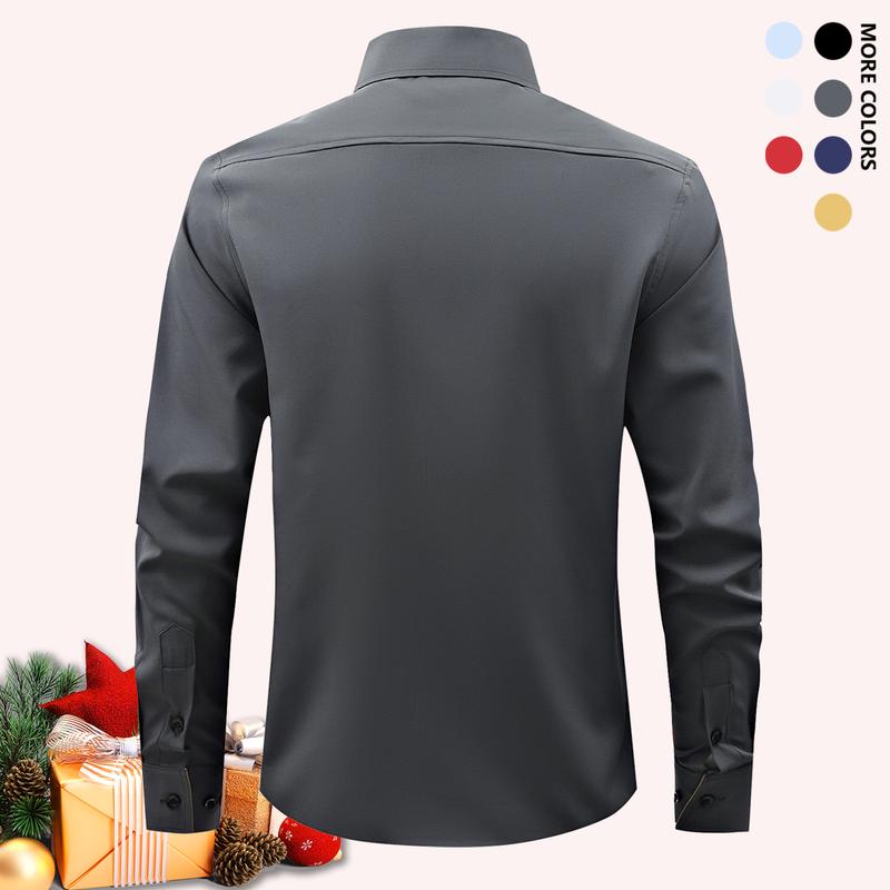 Pack of 5 Men's Business Casual Shirts - Solid Long Sleeve Button Up Shirt, Front Lapel Long Sleeve, Regular Length, Suitable for Four Seasons Office and Commuter Wear, Available in Multiple Colors