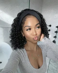 VOSILK Curly Headband wig Sythetic Hair 14 inch No Gel Kinky Curly Headband Wigs for Black Women Scarf None Lace Front Wigs Hair