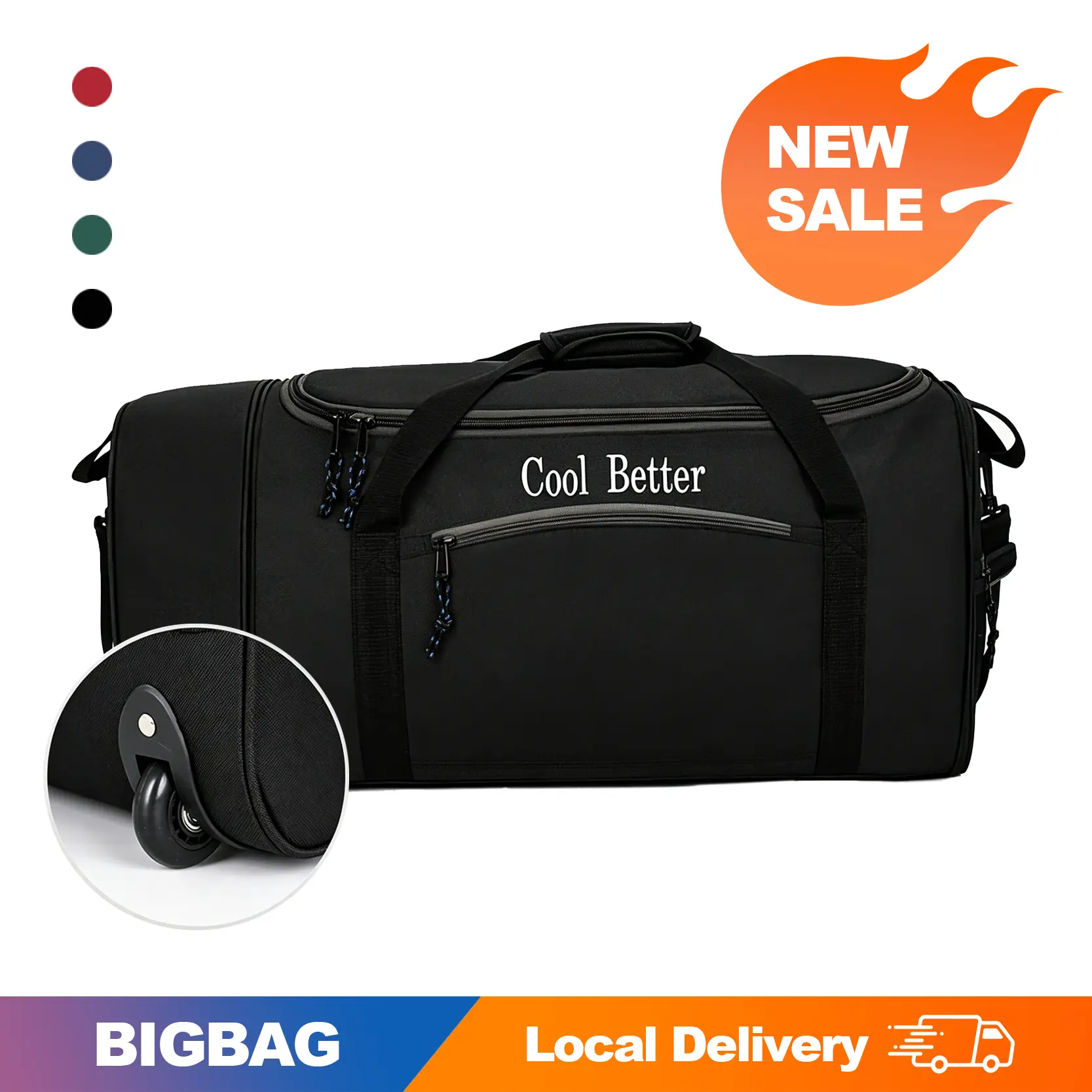 70L Foldable Hospital Bag with Wheels, Lightweight Expandable Tough Collapsible Multi-Size Travel Bag for Moms, Wet Pocket & Double Straps Stylish Portable Storage Essentials, Collapsible Travel Bags duffle