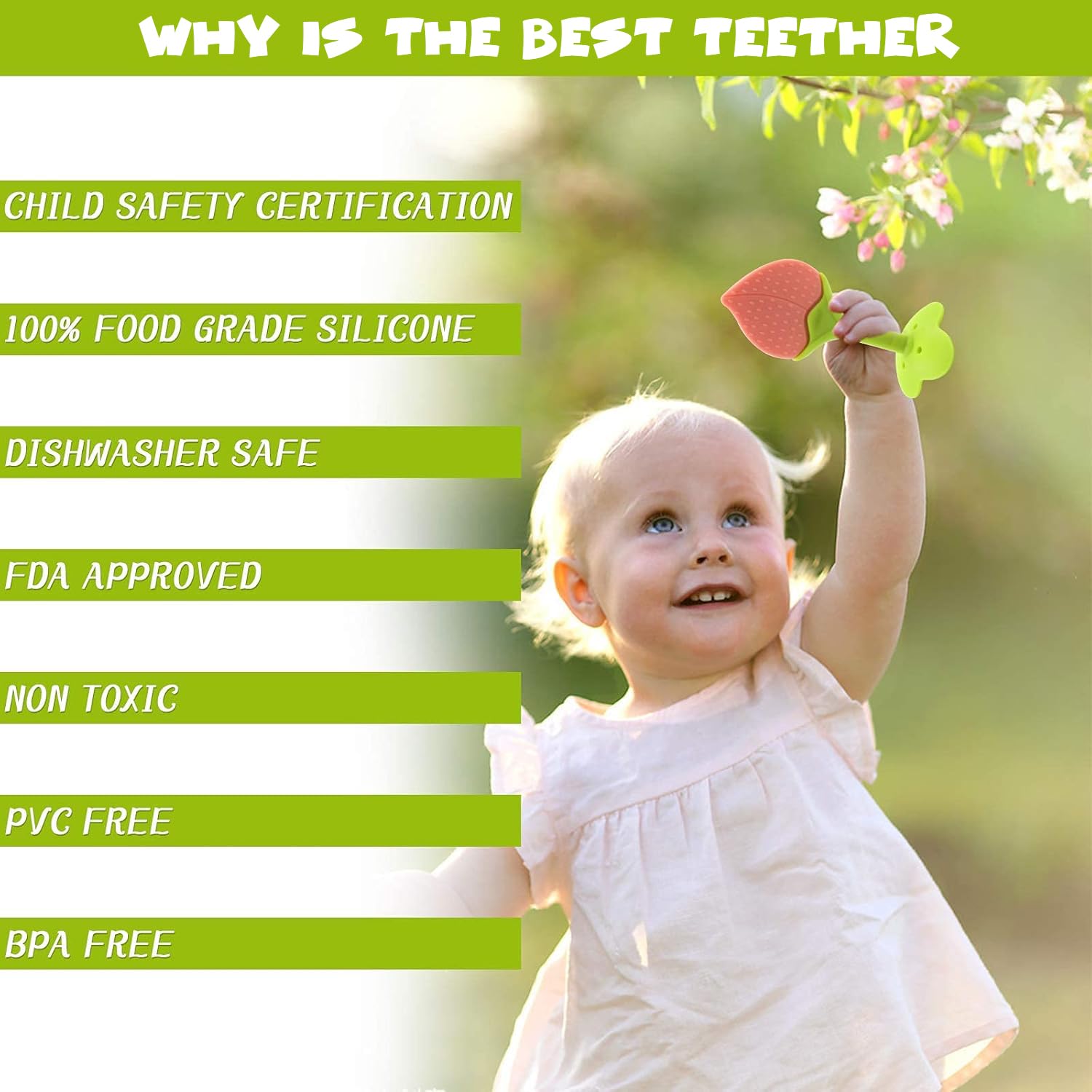 5-Pack Soft Fruit Silicone Teething Toys for Babies (0–12 Months) – Chill-and-Chew Stick-and Freeze Safe Infant Teethers