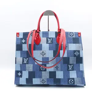 Pre-owned Louis Vuitton Denim Tote Bags Onthego GM Blue Tote T10369903